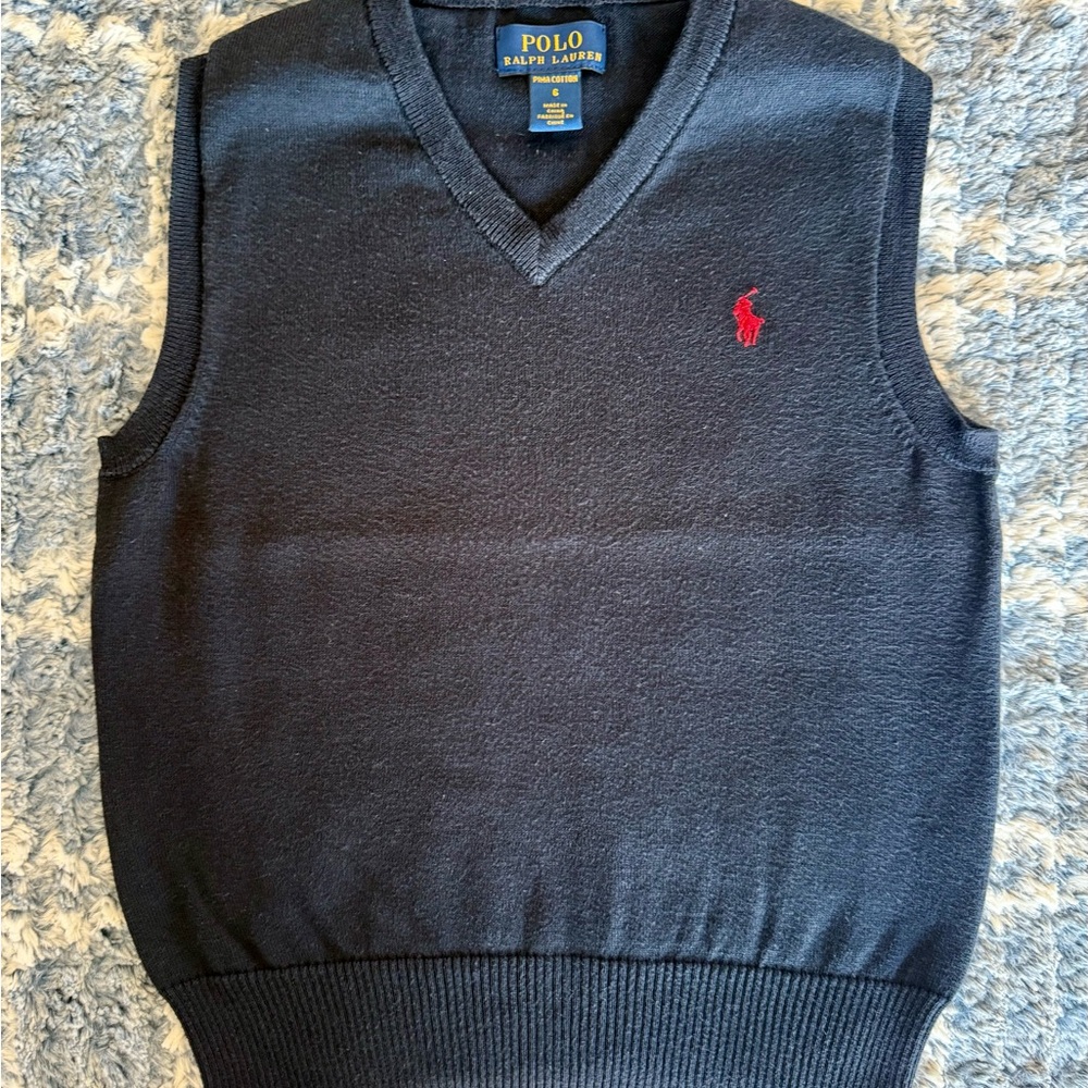 Polo Ralph Lauren Boy’s Dark Blue Sweater Vest size 6 runs small